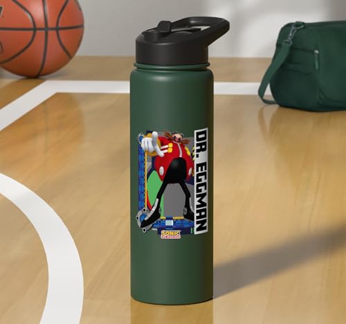 Sonic the Hedgehog - In the Zone - Dr. Eggman Stainless Steel Insulated Water Bottle - color: Dark Green