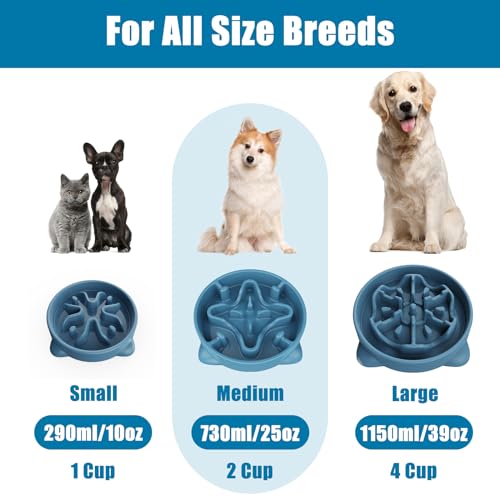Slow Feeder Dog Bowls Medium Breed, Dog Food Bowl Medium Anti-Choking Bloat Stop Puzzle Healthy Eating Bowl (Blue, 2 Cup) - color: Blue, size: 2 Cup