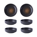 Colias Wing 3.5 Inch Japanese Style Classic Porcelain Side Dish Bowl Seasoning Dishes Soy Dipping Sauce Dishes-Set of 6-Black&Brown - color: Black Brown