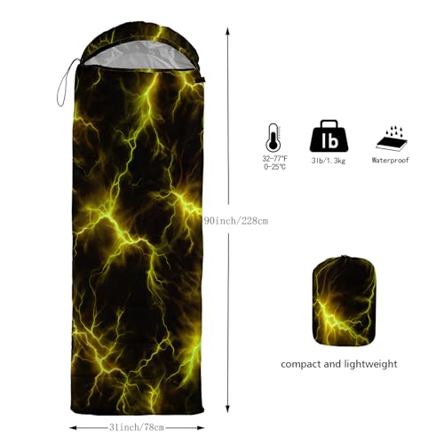 QOOMO Camping Sleeping Bags,3 Season Warm & Cool Weather,Lightweight,Waterproof Sleeping Bags for Adults & Kids,Traveling,and Outdoors,Camping Gear Equipment - color: Yellow Lighting 4