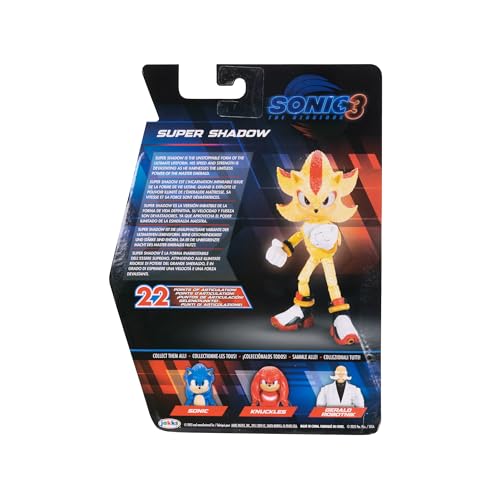 Sonic The Hedgehog Sonic 3 Movie 5" Super Sonic Action Figure: New Character from Jakks Wave #3 - color: Super Sonic, Movie 3