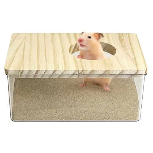 kathson Hamster Sand Bath Box Transparent Gerbil Bathroom & Digging Box Acrylic Small Syrian Hamster Litter Box Hamster Dust Bath Container Cage Accessories for Lemming Mice (Small Rectangle) - size: Small - Rectangle