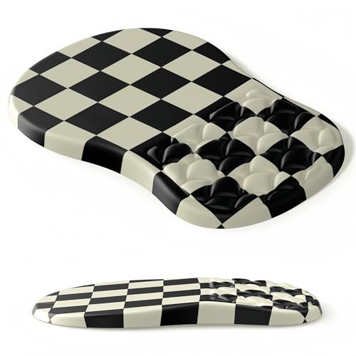 Ergonomic Mouse Pad Wrist Support,Black&White Wrist Rest Mousepad for Carpal Tunnel Pain Relief with Integrated Memory Foam Slope Massage Design - color: H-01