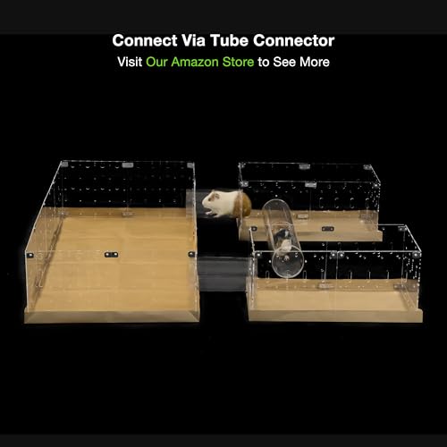 GuineaLoft™ Acrylic Cage (Model-C2) - Small 2x1 ft Open Cage for a Single Guinea Pig, Disposable Bottom, Connectable, DIY Extendable - Visit the Guinea Loft Store to See It All - color: Model-C2
