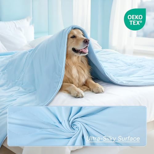 Luciphia Cooling Dog Blanket, Q-MAX>0.5 Pet Throw for Couch, Crate & Bed | Cools on contact—no power needed. Soft, breathable, gentle on sensitive skin; dog & cat cooling throw, Light Blue,40x60 - color: Light Blue, size: 40x60 inches