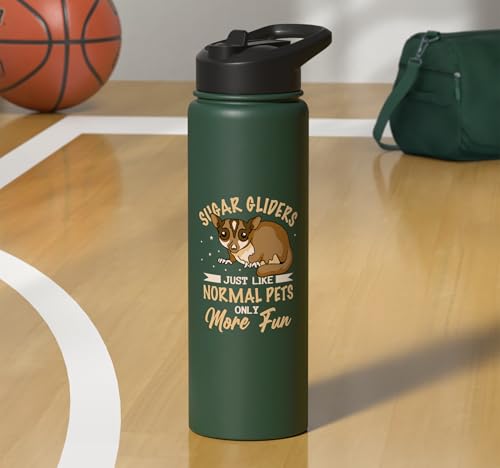Australia Marsupial Wildlife Animal Lover Sugar Glider Stainless Steel Insulated Water Bottle - color: Dark Green