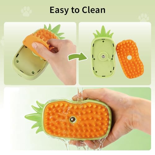 Cat Steam Brush for Shedding, 4 in 1 Rechargeable Steam Brush for Cats and Dogs, Anti-Static, Massage, Cleaning, Shedding & Combing All in One! (Green) - color: Green
