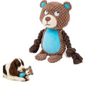 Plush Bear Dog Toy, Squeaky Tug Toy with Rope Arms for Small Medium Dogs | soft plush bear toy with rope arms and squeaker, designed for tugging, chewing and interactive indoor play - color: Brown