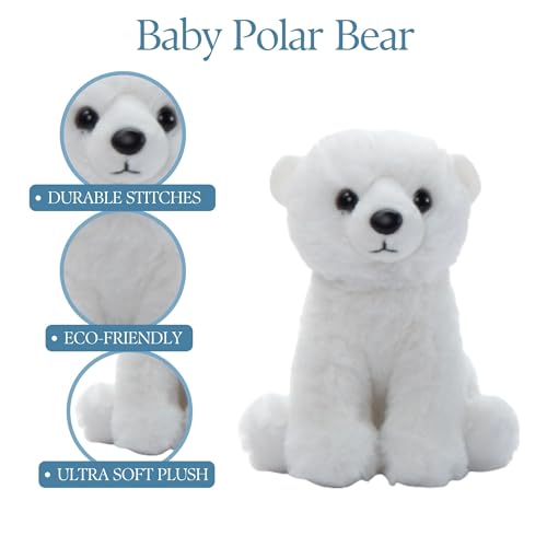 The Petting Zoo Polar Bear Stuffed Animal Plushie, Gifts for Kids, Wild Onez Babiez Zoo Animals, Polar Bear Plush Toy 6 inches - color: Polar Bear