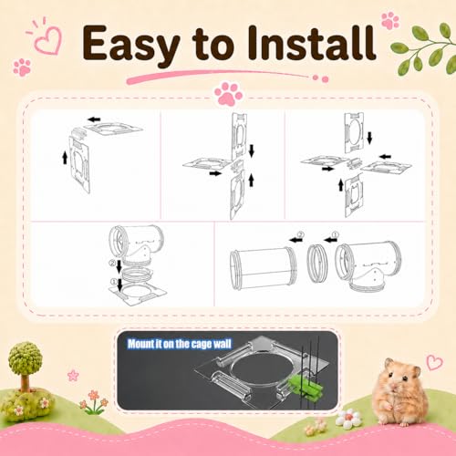 94 Pcs DIY Hamster Tunnel Tube Set, Clear Small Animal Cage Tube Kit Can Easy Viewing, 2-Inch Diameter Exercise Playground for Dwarf Hamsters, Mice & Gerbils