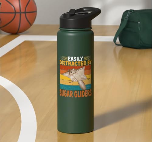 Easily Distracted By Sugar Gliders Cute Sugar Glider Costume Stainless Steel Insulated Water Bottle - color: Dark Green