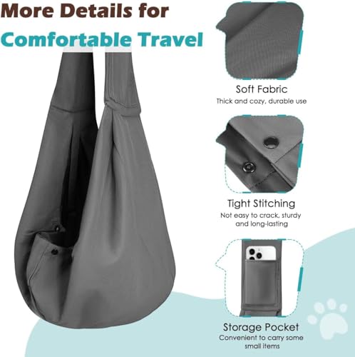 Pawaboo Small Dog Sling Carrier | Reversible Puppy Small Pet Carrier,Hands Free,Safety Buckle,Storage Pocket for Travel,Outdoor Activities Dark Gray - color: D-Dark Gray