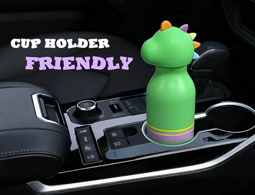 DLOCCOLD Insulated Stainless Steel Water Bottle with Detachable Soft Dinosaur Animal Head Fun Drinking 16 Ounce with Flexible Reusable Straw - color: Blue
