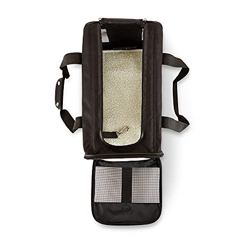 Amazon Basics Airline Approved Soft-Sided Mesh Pet Travel Carrier with Shoulder Strap, Portable, Washable Removable Fleece Pad for Dog, Cat, up to 16 pounds, 16.5" L x 10.6" W x 11" H, Black - size: 16.5"L x 11.0"W x 11.0"H