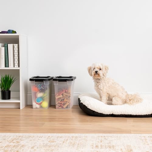 IRIS USA Dog Food Storage Container, 2-Pack, Up to 10 lbs, Black | Made in USA, Stacklable Design, Airtight Seal, BPA-Free, Bird Seed, Cat food, Treats, Multi-Pet Use - color: Black, size: 10 lbs - 2 Pack