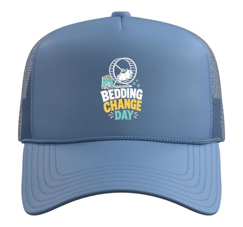 Hamster Bedding Change Day Trucker Hat with Adjustable Mesh Back - color: Light Blue