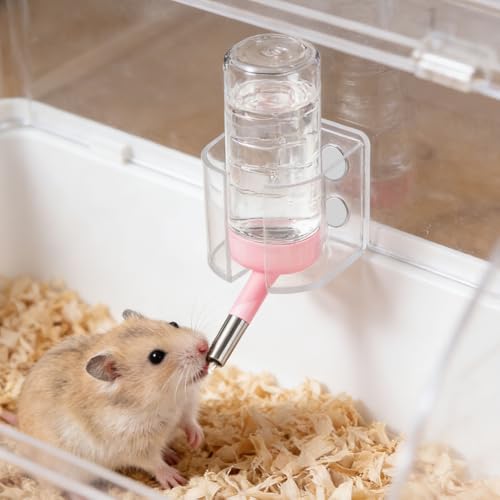 Hamster Water Bottles Holder with Cleaning Shovel, Magnetic Anti-Fall Water Bottle Stand with Adjustable Height, Fits up to 2in/5cm for Hamsters Small Pets (Holder Only)