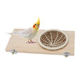 Wontee Bird Perch Stand with Nest Bird Breeding Nest Bed Wooden Platform for Budgies Parakeets Cockatiels Conures (M)