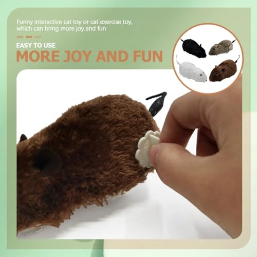 Black Clockwork Mouse Toy, Cat Mice Toys, Cat Plush Mouse Hunting Toy, Clockwork Running, Wind Up Indoor Plush Mice Wind-up Pet, Realistic Racing for Kitten, Indoor