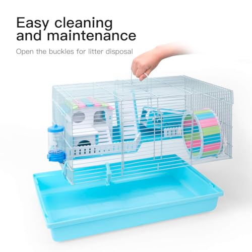 ROBUD Large Hamster Cage Gerbil Haven Habitat Small Animal Cage (Blue)