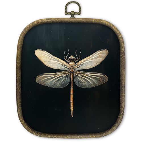 shiviody Vintage Dragonfly Canvas Wall Art Decor, Dark Moody Dragonfly Wall Art, Retro Aesthetic Insect Square Hanging Frame Prints Decorations for Bedroom Living Room Office 6.5"x7.5" - color: Animals-36