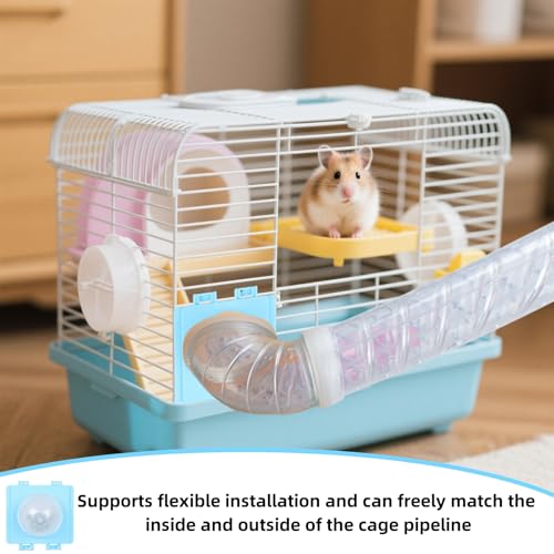 1 Set Hamster Tubes Tunnels Cage Cover and Cage Connector Kit with External Tube Plugs for Small Animal Habitats (Blue)