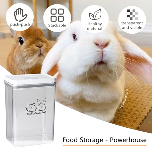Pet Treat Storage Container,Clear Airtight Food Container One Button Opening Food Containers,with Handled Lid and Measuring Spoon Clear,for Storage Hamster Sand,Rabbit Food,Rabbit Nuggets Etc