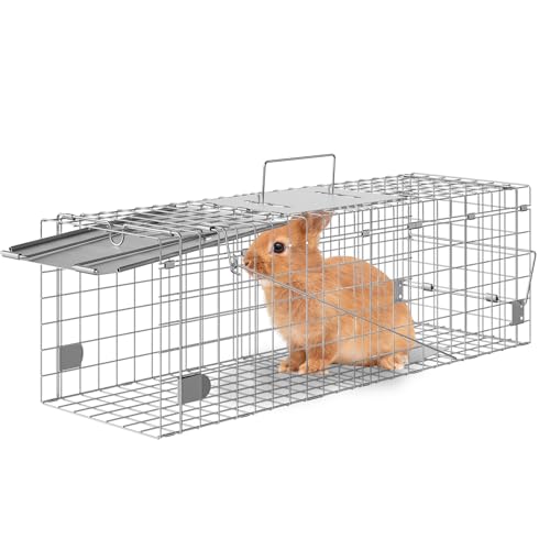 VEVOR Live Animal Cage, 24" x 8" x 8" Humane Cat Cage Galvanized Iron, Folding Animal Cage with Handle - size: 24" x 8" x 8"