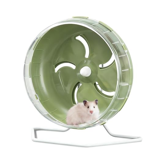 8.4" Height-Adjustable Silent Hamster Wheel Stand, Quiet Hamster Exercise Wheels, Chinchilla Running Spinner Cage Accessories for Gerbil Guinea Pig Mouse Sugar Glider (Green)
