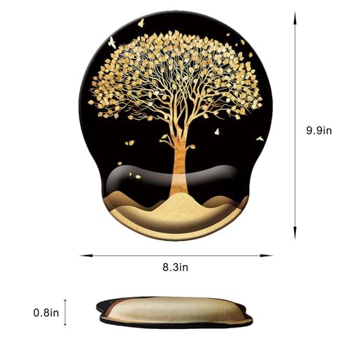 Mouse Pad with Wrist Support, Ergonomic Mouse Pad with Memory Foam Wrist Rest Cushion, Non-Slip Rubber Base Gaming Mice Pad for Home Office Computer Laptop, Tree - color: N-tree