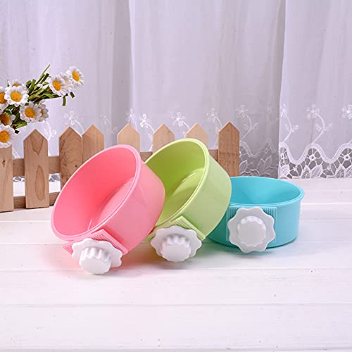 Crate Dog Bowl,Removable Stainless Steel Water Food Feeder Bowls Crate Coop Cup,Pet Cage Bowls with Bolt Holder for Cat, Puppy, Birds, Rats, Rabbits Small Animals ((Blue+Green+Pink) Round, Samll) - color: (Blue+Green+Pink) Round, size: Small