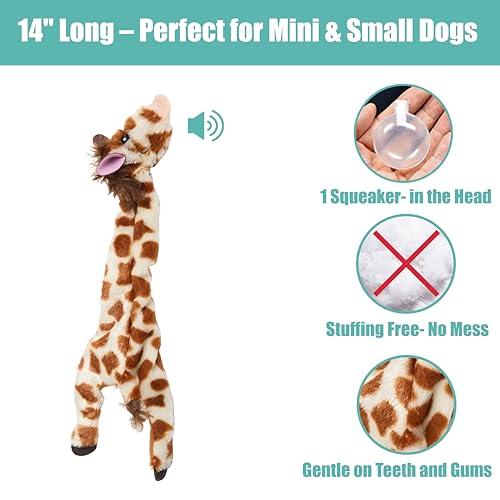 SPOT Skinneeez Giraffe 14 Inch Stuffing-Free Plush Squeaky Dog Toy – Soft Interactive Chew Toy for Small and Medium Dogs – Mess-Free Play for Light & Moderate Chewers - style: Mini Giraffe