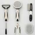 6-in-1 Pet Grooming Kit with Self Cleaning Slicker Brush, Double-Sided Dematting Undercoat Rake, Metal Grooming Comb, Dog & Cat Nail Clippers, Shedding Tool for Dogs, Cats & Rabbits