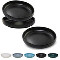 Ceramic Cat Bowls - Shallow Dishes for Food and Water, 6 Inch Matte Finish Wide Cat Food Bowl, Whisker Fatigue Free Pet Puppy Kitten Bowl Set of 3, Dishwasher Safe - color: Black-3pack