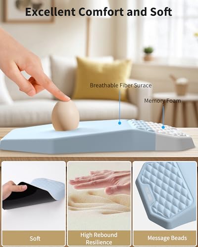 Ergonomic Mouse Pad Wrist Rest Support for Carpal Tunnel Pain Relief | Massage Design Mousepad, Memory Foam, Non-Slip PU Base for Computer Desk, Sky Blue - color: Sky Blue