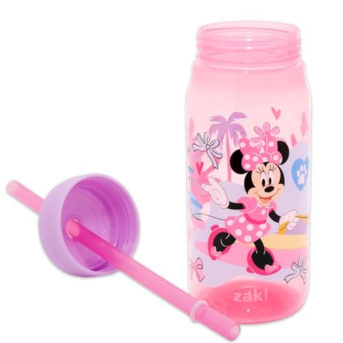 Disney Minnie Mouse Water Bottle for Girls - Bundle with 16 Oz Minnie Mouse Water Cup with Straw, Stickers, and More Cups for Kids