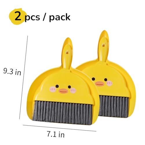 2 PCS Mini Brush and Dustpan Set Plastic Small Yellow Chick Pattern Broom Used for Desk Home Kitchen, Cage Cleaner for Small Animals, Guinea Pigs Hamsters Chinchillas Rabbits (Yellow Chick - 2pcs) - color: Yellow Chick - 2pcs