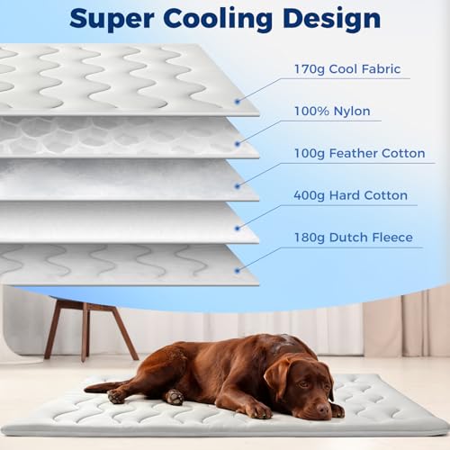 2026 Q-MAX＞0.5 Double-Sided Arc-Chill Dog Cooling Mat 36"×23" | Upgraded Ice Cool Fiber, Washable Thicken Waterproof, Self-Cooling Crate Pad for Dog&Cat, All-Season Use - size: Medium