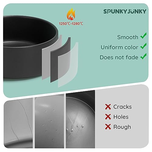 SPUNKYJUNKY 13.5OZ Ceramic Dog and Cat Bowl, Modern Cute Weighted Food Water Bowl for Replacement Black (1 Pack) - color: Black, size: 1.7 CUPS