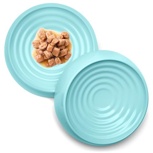 CatGuru Cat Bowls, Whisker Friendly Food Bowl for Indoor Cats, Reliefs Whisker Fatigue, Wide Kitten Dish, Non Slip Pet Dishes, Shallow Pet Plates (Aruba, (Pack of 2)) - color: Aruba, size: Dish - Set of Two