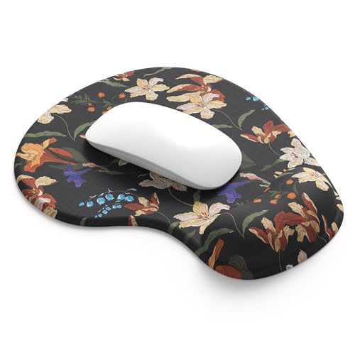 Office Mousepad with Gel Wrist Support - Ergonomic Gaming Desktop Mouse Pad Wrist Rest - Design Gamepad Mat Rubber Base for Laptop Computer -Silicone Non-Slip Special-Textured Surface (14Lily) - color: 14Lily