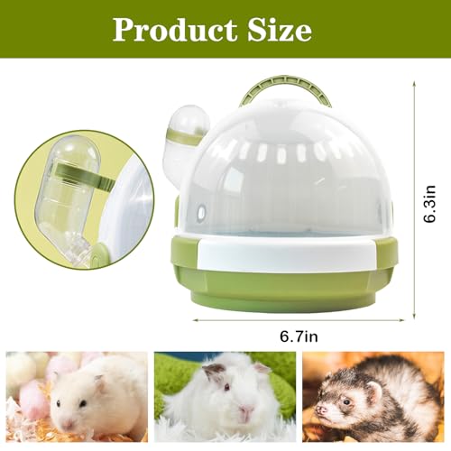 Hamster Carrier Cage with Water Bottle,Portable Dwarf Hamster Travel Carrier Plastic Guinea Pig Carrier Small Animal Breathable Outdoor Cage for Hamsters Chinchillas Hedgehog (Green) - color: 【Green】