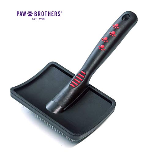Ryan's Pet Supplies Paw Brothers Hard Pin Curved Back Slicker Brush for Dogs, Professional Grade, Stainless Steel Pins, Ergonomic Handle, Dematt and Detangle, Large, 4.5 in. - size: Large 4.5 in