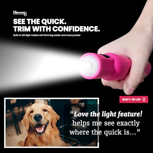 Diamondg Micro Dog Nail Grinder - Quiet Sound with LED Light, Pink | 5-Speed Rechargeable Pet Nail Trimmer for Small & Large Dogs, LCD Display, USB-C Charging, 4hrs. Runtime Rotary Tool - color: Micro - Pink