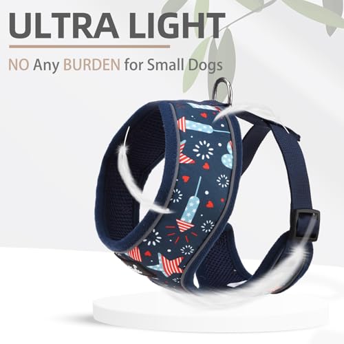 PUPTECK Soft Mesh Dog Harness and Leash Set Pet Puppy Cat Comfort Padded Vest No Pull Harnesses, Independence Dark Blue, S - color: Dark Blue, size: S (NECK: 12", CHEST: 14"-18")