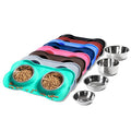 Hubulk Pet Dog Bowls 2 Stainless Steel Dog Bowl with No Spill Non-Skid Silicone Mat + Pet Food Scoop Water and Food Feeder Bowls for Feeding Small Medium Large Dogs Cats Puppies (Small, Mint Green) - color: Mint Green, size: Small