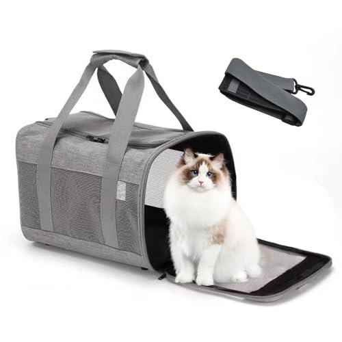 Pet Carrier Bag for Cats,Cat Soft-Sided Carriers Collapsible Ventilated Breathable Puppy Carrier for Small Dogs Airline Approved Kitty Carrier for Small Medium Cat Puppy Under to 12 Lb(Grey) - color: 【Gray】