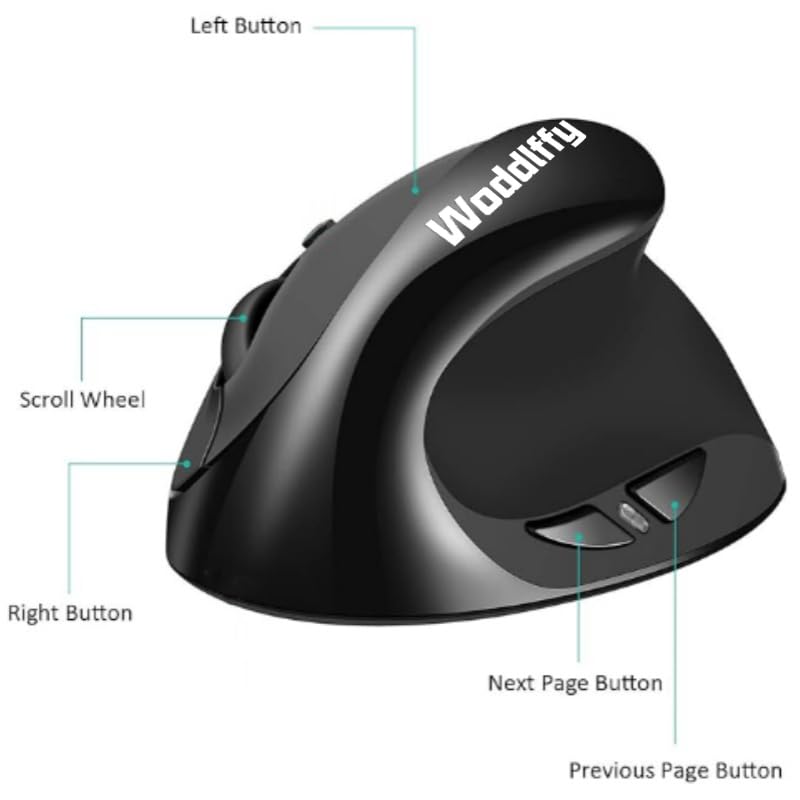 Vertical Mouse,Wireless Small Hand Ergonomic Mouse,Quiet Clicks 3 Adjustable DPI (1000/1200/1600),Compatible with Windows/Mac/Linux - color: Black