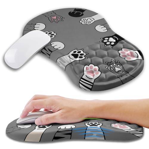 Ergonomic Mouse Pad Wrist Support with Memory Foam Massage Bulge, Carpal Tunnel Pain Relief Mousepad Wrist Rest for Mouse(12x8 inch, Paw) - color: Kg017-paw