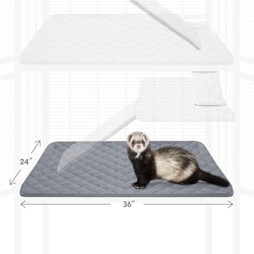 Paw Inspired Fitted Fleece Bottom Pan Liner for Critter Nation Cage, Gray | Tray Cover for Ferret Nation/Critter Nation Cage, For Ferrets, Rats, Chinchillas, Hedgehogs, Small Animals, Pets - color: Gray, size: Bottom Pan Liner